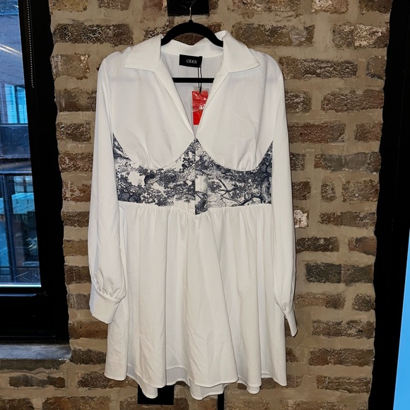 NEW WITH TAGS White and blue Toille dress - Picture 1 of 5